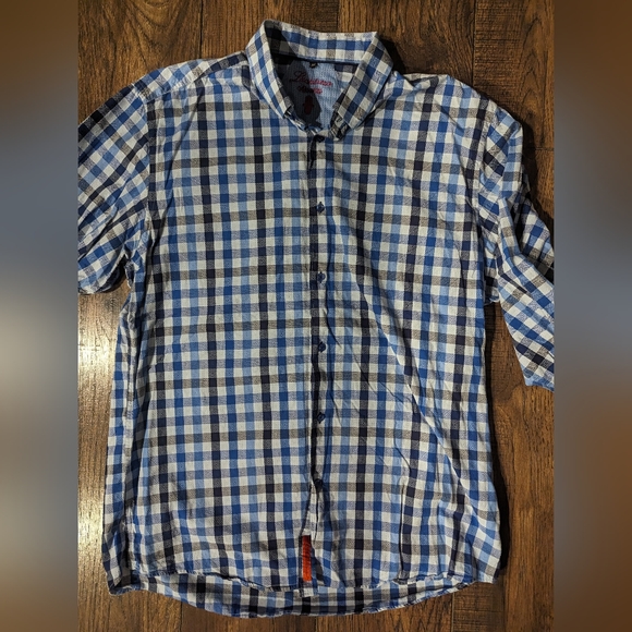 Luchiano Visconti Blue Shirt Mens XL Multicolor Plaid Squares Button Up Long Sle - Picture 5 of 16